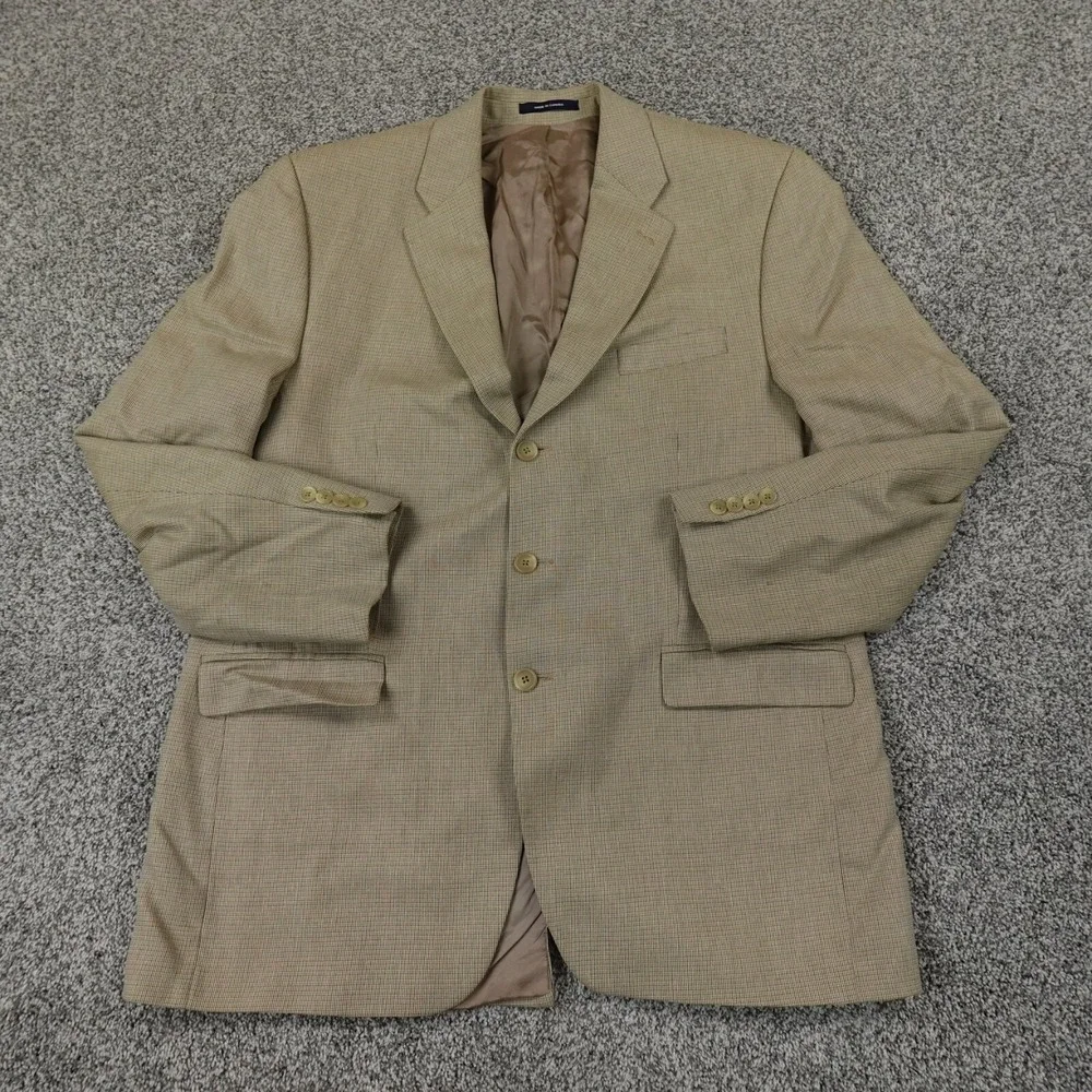Ralph Lauren Chaps Jacket‎ Mens 44L Brown Beige Button Sports Coat Blazer Suit